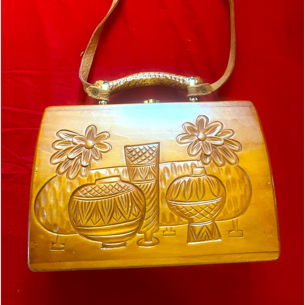 Wooden handcrafted tote purse